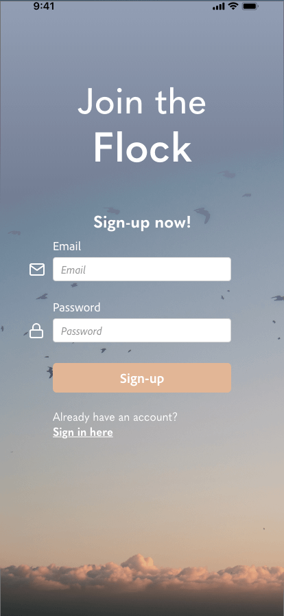 Login page for social media app prototype